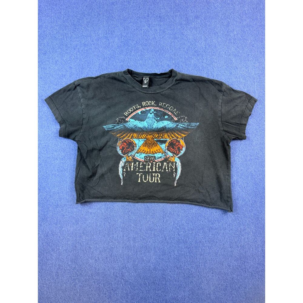 Windsor American Tour 1976 Graphic Crop Top Black Eagle Rock Retro Tee